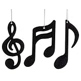 Black Music Notes & Treble Clef Ornaments Set 3