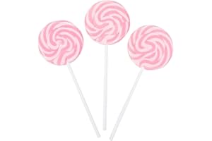 RBBZ PARTY PINK SWIRL LOLLIPOPS - 24 CANDY SUCKERS INDIVIDUALLY WRAPPED - LARGE 2 INCH POPS - CANDY BUFFET