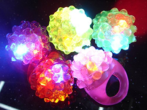 C&H Solutions Novelty 48 ct Flashing LED Bumpy Rings Blinking Soft Jelly Glow By C&H