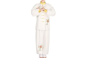 ZooBoo Long Sleeve Peony Embroidery Tai Chi Training Uniform Suit Set for Women