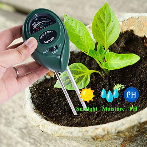 BIBISTORE 3-in-1 Soil Moisture&Light&PH Tester Soil PH Meter Soil Test Kit Gardening Tools for Home,Garden, Farm, Lawn,Plant, Indoor & Outdoor Use (No Battery Needed)