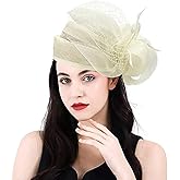 Woman Sinamay Fascinator Hat Pillbox Derby Hats Linen Feather with Veil Vintage Bridal Wedding Tea Party Cap