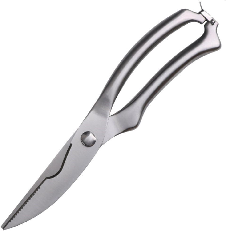 Kitchen Scissors, Heavy Duty Stainless Steel Kitchen Shears with Safety Clip Cut Meat and Bone (Sliver)