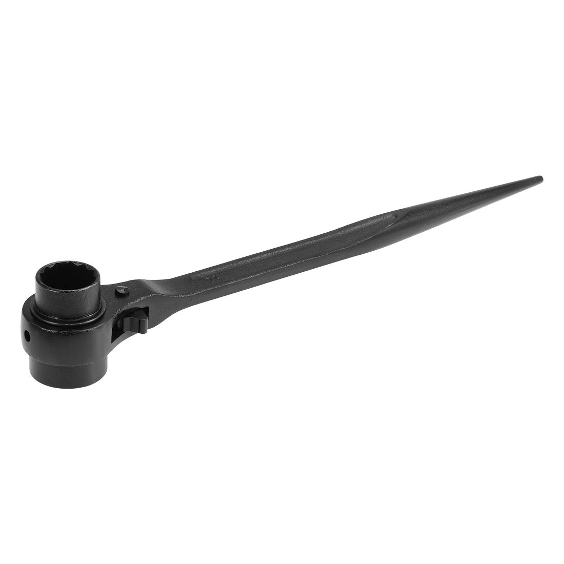 sourcing map 24 x 30mm 12 Point Scaffold Podger Ratchet Spanner Ratcheting Shallow Socket Wrench Tool (Black)