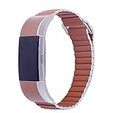 Fitbit Charge 2 Leather Bands - C2DJOY Magnetic Leather Fitbit Charge 2 Bands Small Large 1000+ Instagram Likes, Black Brown Stone Pink Size(5.5-8.1in)