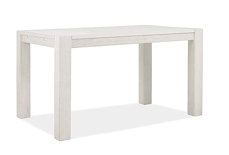 Esstisch weiss Rio Bonito 140x80cm, Pinie Massivholz Landhaus, Tisch Farbton White Grain, Kanten im leichten Vintage Used Loo