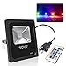 LED Flood Light, Savvypixel 10W RGB Floodlight Outdoor Waterproof Color Changing LED Security Lights with US Plug & Remote Control for Garden Home Yard Hotel Pathways