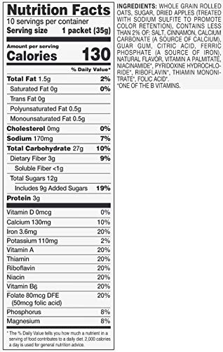 AMAZON GROCERY, APPLE & CINNAMON INSTANT OATMEAL, 1.23 OZ, 10 CT