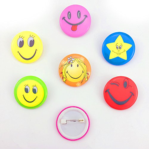 TKOnline Mini Smiley Smile Face Button Pinsï¼Œ1.2 Inch Size - 72 Pack