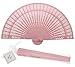 Quasimoon PaperLanternStore.com 8 Inch Pink Folding Wood Panel Hand Fan with White Organza Bag for Weddings