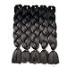 Lady Corner Ombre Braiding Hair 24inch Jumbo Braids High Temperature Fiber Synthetic Hair Extension 5pcs/Lot 100g/pc for Twist Braiding Hair (24inch(Pack of 5), Black-Silver grey)