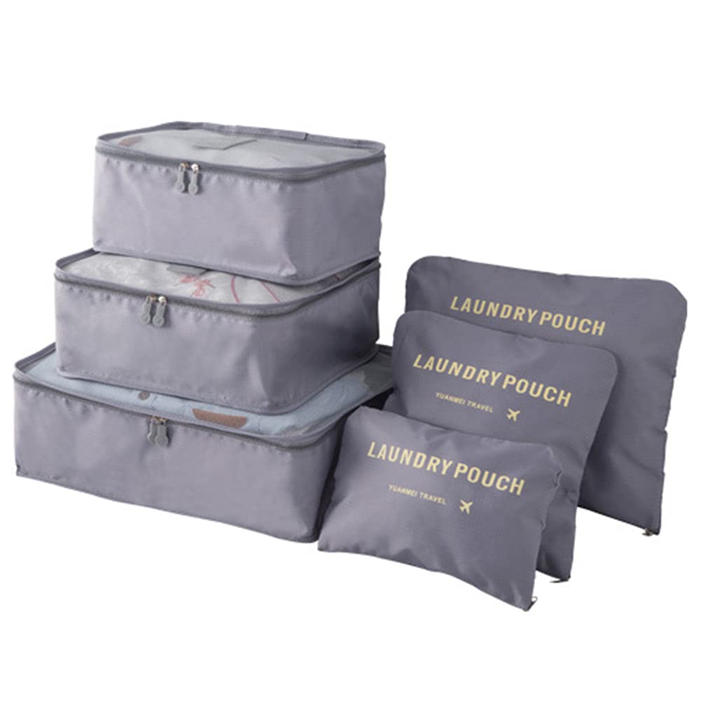 Rojeam Packing Cubes 6 Pcs Travel Luggage Organizer Packing Organizers Set (Grey)
