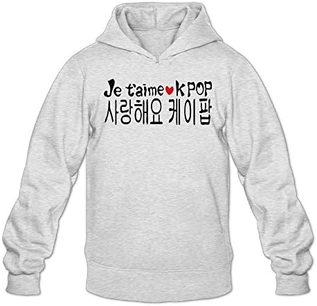 Artphoto Men's Cool Love Kpop In French &amp; Korean Language Hoodies Sweatshirt S Ash