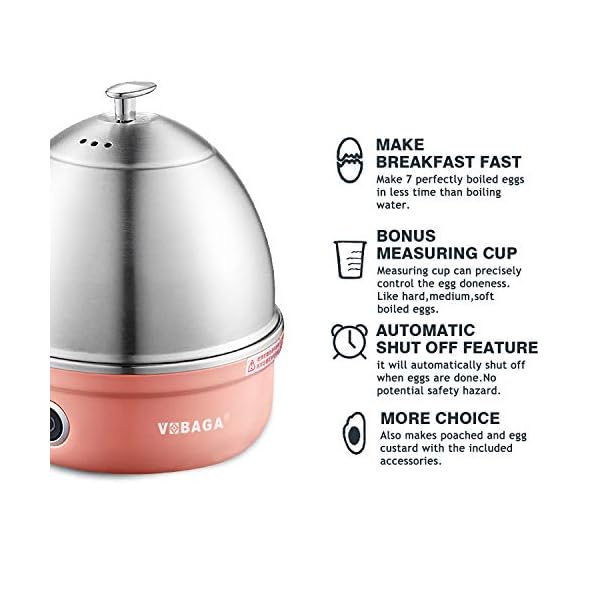 VOBAGA Electric Egg Cooker, Rapid Egg Boiler with Auto Shut Off for