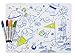 modern-twist Kids Mark-Mat Silicone Coloring Placemat with 8 Dry-Erase Markers, Space Animals