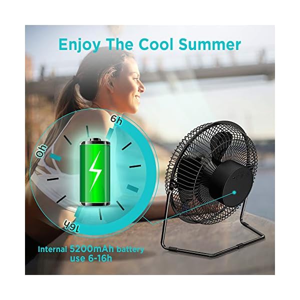 EasyAcc Battery Powered Fan, 9 Inch USB Desk Fan 5200 Capacity & Powerful Airflow Rechargeable Portable Fan Wireless…