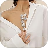 Slpytc Long Flower Leaf Statement Y Necklace for Women, Dainty Ginkgo Leaf Choker Necklace Bohemian Style Large Plant Leaves Necklace Beach Vacation Jewelry Present