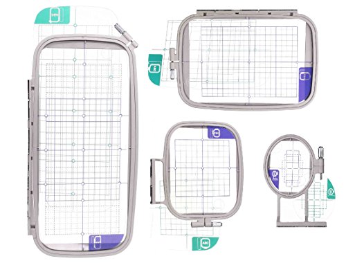 Embroidery Machine Hoop SET w/ Placement Grids for Brother PE-750D, PE-770, PE-780D, Innovis 1250D, PC-6500, PC-8200, PC-8500 And Babylock Ellure, Emore and Esante