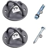 Ceiling Hooks - Industrial Strength Hold Up to 600 lbs, Includes Anchors &amp; Bolts Yoga Starter Set - Suitable for Gym Rings, Suspensions, Indoor/Outdoor Use