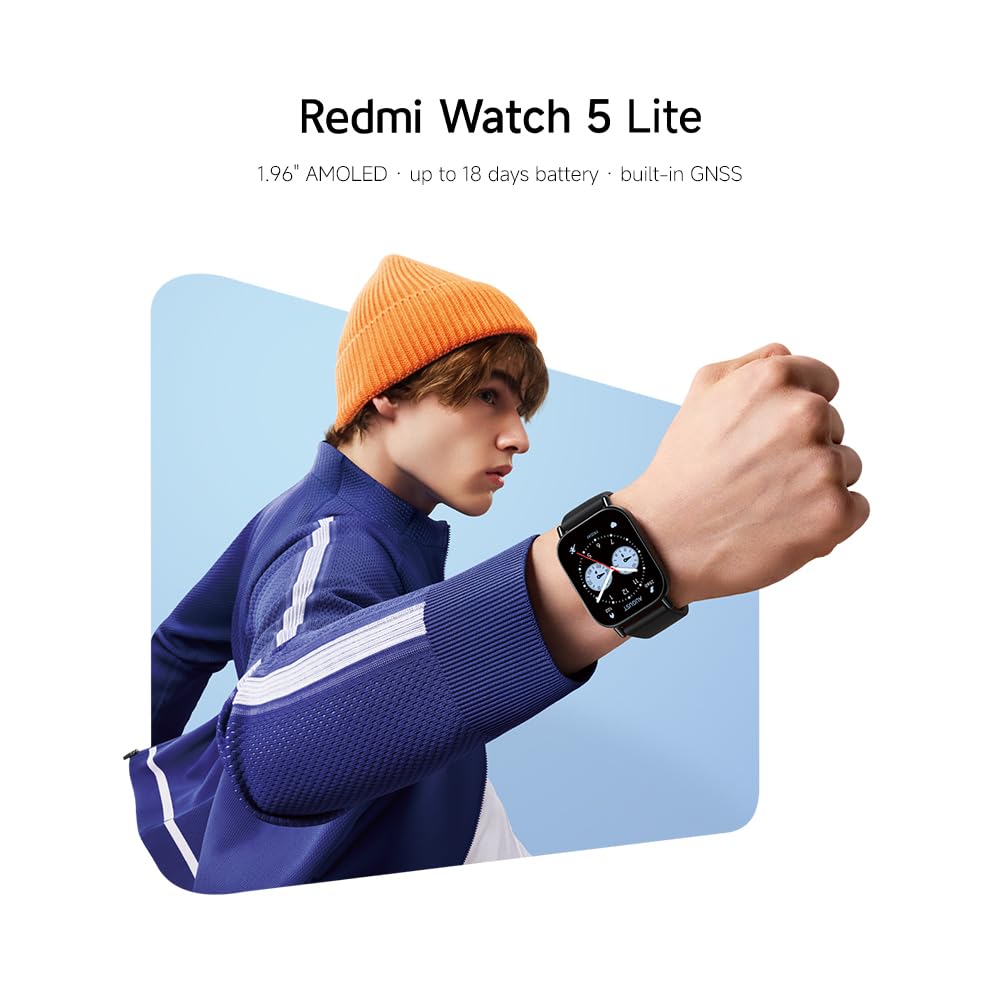 XIAOMI Redmi Watch 5 Lite with Bluetooth Calling & 1.96″ Amoled Display | Black