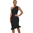 Maketina Womens Sexy One Shoulder Bodycon Bandage Dress Mermaid Cocktail Midi Dresses Trendy 2025