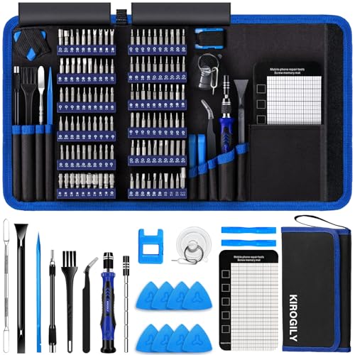 KIROGILY Juego de Desarmadores de Precisión, 142 en 1 kit de Desarmadores, Herramienta Electrónica para lphone, MacBook, Computadora Laptop, PC, Nintendo PS4 Consola, Azul
