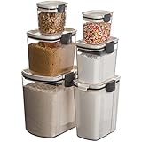Prepworks by Progressive 6-Piece ProKeeper Set, Includes 1 of Each - Flour, Granulated Sugar, Brown Sugar, Powdered Sugar Keepers and 2 Mini Keepers, Food Storage Containers