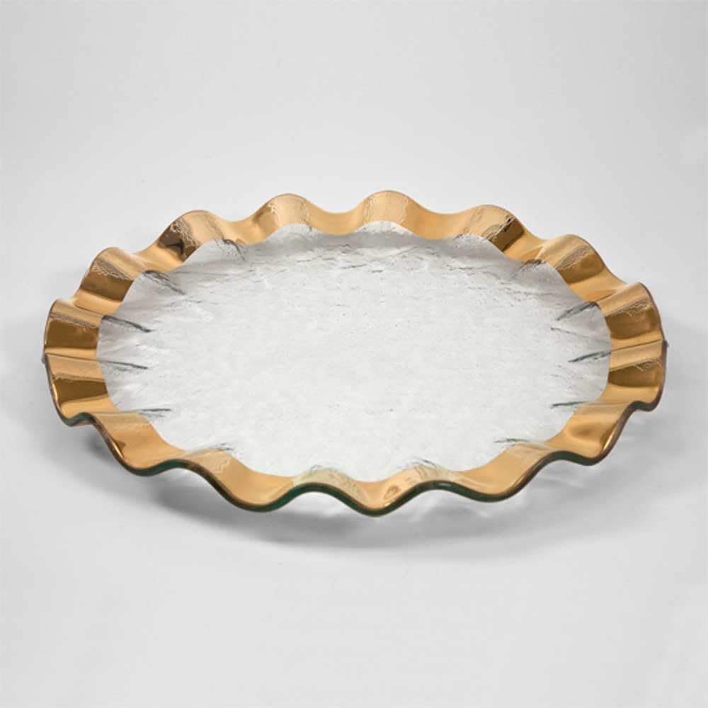 Annieglass 13 Inch Buffet Plate - Ruffle Series (Gold)