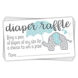 Blue Elephant Diaper Raffle Tickets (50 Count) - Boy Baby Shower Game