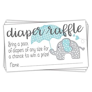 Blue Elephant Diaper Raffle Tickets (50 Count) – Boy Baby Shower Game