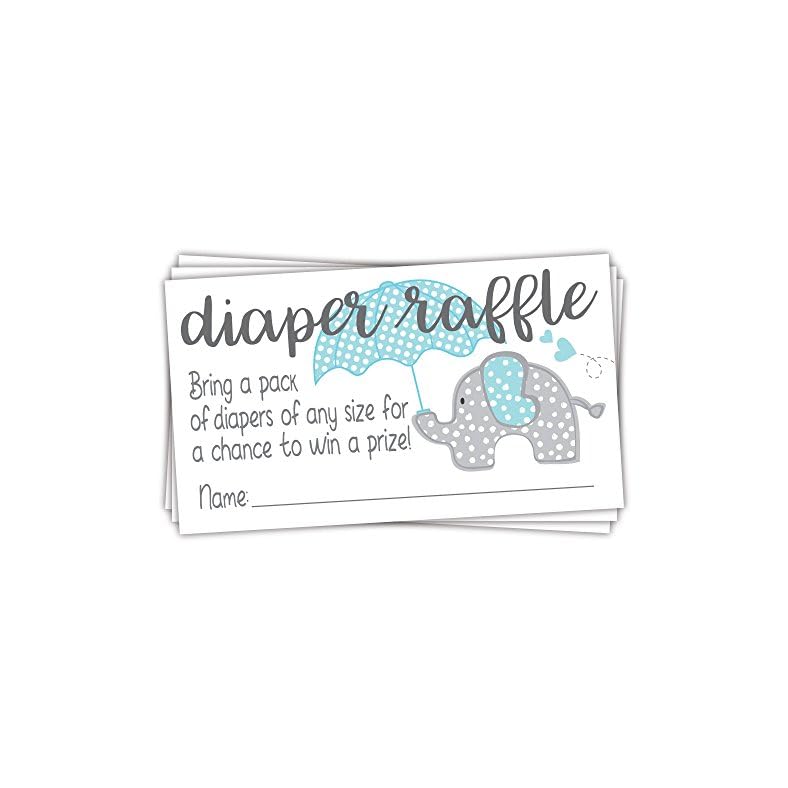 Blue Elephant Diaper Raffle Tickets (50 Count) – Boy Baby Shower Game