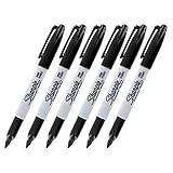 Sharpie Permanent Marker, Fine Point, Black, Pack of 6