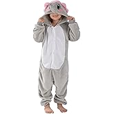 SCOPUCI Unisex Children Animal Onesie Pajamas,Kids Flannel Halloween Cosplay Costume/Homewear/Sleepwear(Elephant,4-5T)