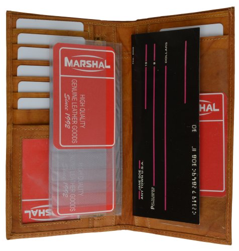 RFID Blocking Leather Checkbook Organizer ID Credit Card Holder Wallet (Tan)