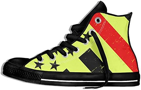Red Line Flag Fashion Hi-top Strap Classic Printing Canvas Shoes Hip Hop Universal Comfortable Wear-resistant Anti-slip