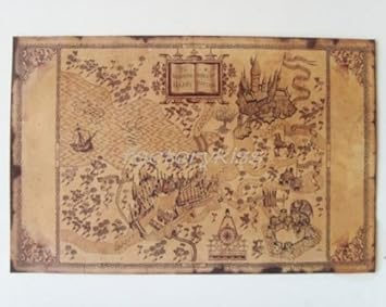 Amazon レトロハリーポッター魔法旧世界地図茶色紙ポスター53x34cm平行輸入 色紙 文房具 オフィス用品