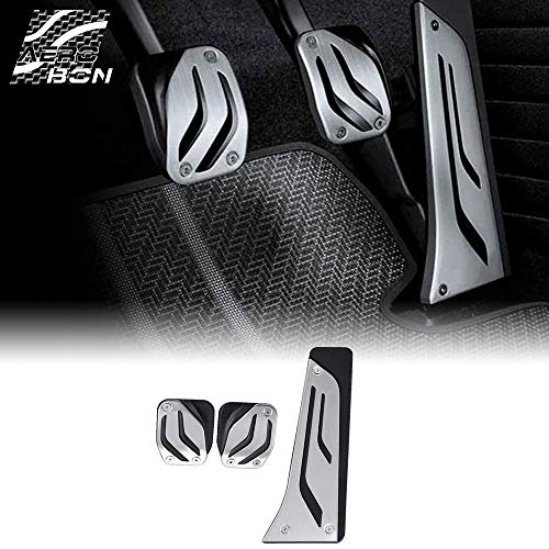 AeroBon Manual Transmission Stainless Steel Fuel Brake Clutch Pedal Pads Compatible with BMW 1 2 3 4 5 6 X1 X2 X3 X4 X5 X6 M3 M5 M6- No Drill Required