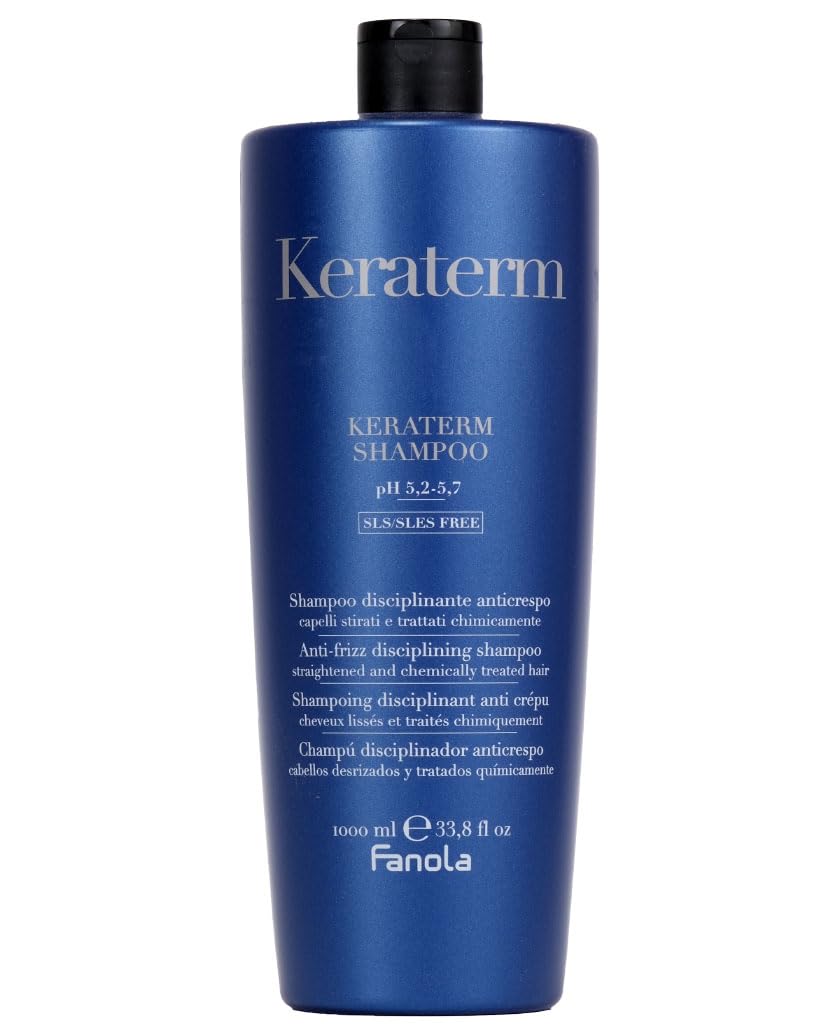 Fanola Keraterm Shampoo, Gentle Cleanses and Eliminates Frizz for Vital, Soft and Shiny Hair, SLES and SLS Free Formula, 1000