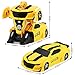 VLSEEK Remote Control Transform Car, Newest RC Vehicle Transforming with One-Button Deformation, Rechargeable 360°Rotating Stunt Racing, LED Head Light, Gift for Kid (Yellow)