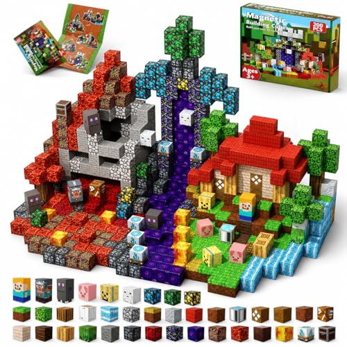 Magneverse 200 PCS 0.8in Magnetic Blocks - Magnet Toys for Boys, Magnetic Building Blocks Cubes, Stacking Magnets, School STEM Toys Birthday Gifts for Boys and Girls Age 3+ Years Old (Theme: Portal)