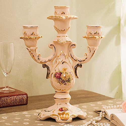Dining Table Candle Holder,European Style Candlestick Holders Ceramic Coating Candlestick Holder Candlelight Dinner Decoration