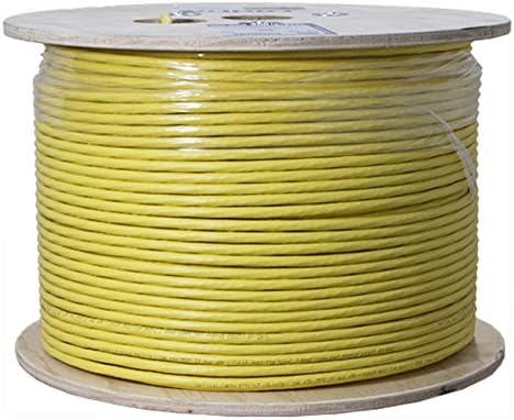 Vertical Cable Cat6A 10G, UTP, 23AWG, Solid Bare Copper, Plenum, 1000ft, Bulk Ethernet Cable, Yellow