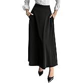 Verdusa Women's Elegant A Line Maxi Skirt High Waisted Flowy Skirt with Pockets