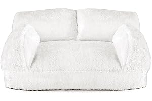 pawstrip Cat Couch Bed Soft Pink Dog Bed Washable Pet Sofa Bed Fluffy Kitten Sleeping Cushion Cute Cat Couches for Indoor Cats Self Warming Princess Puppy Bed for Small Dogs