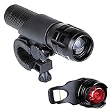 Bike Light Set, Bike Front Flashlight and Rear Bike Light, Super Bright and Waterproof LED Headlight and Taillight - Fits All Bikes