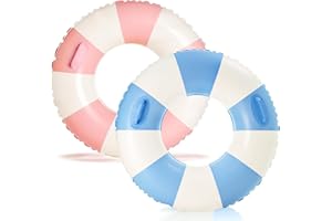 Pool Floats for Adult Striped Swim Ring Pool Floaties Inflatable Swimming Pool Raft Party Water Toys Girls Boys Summer Beach 