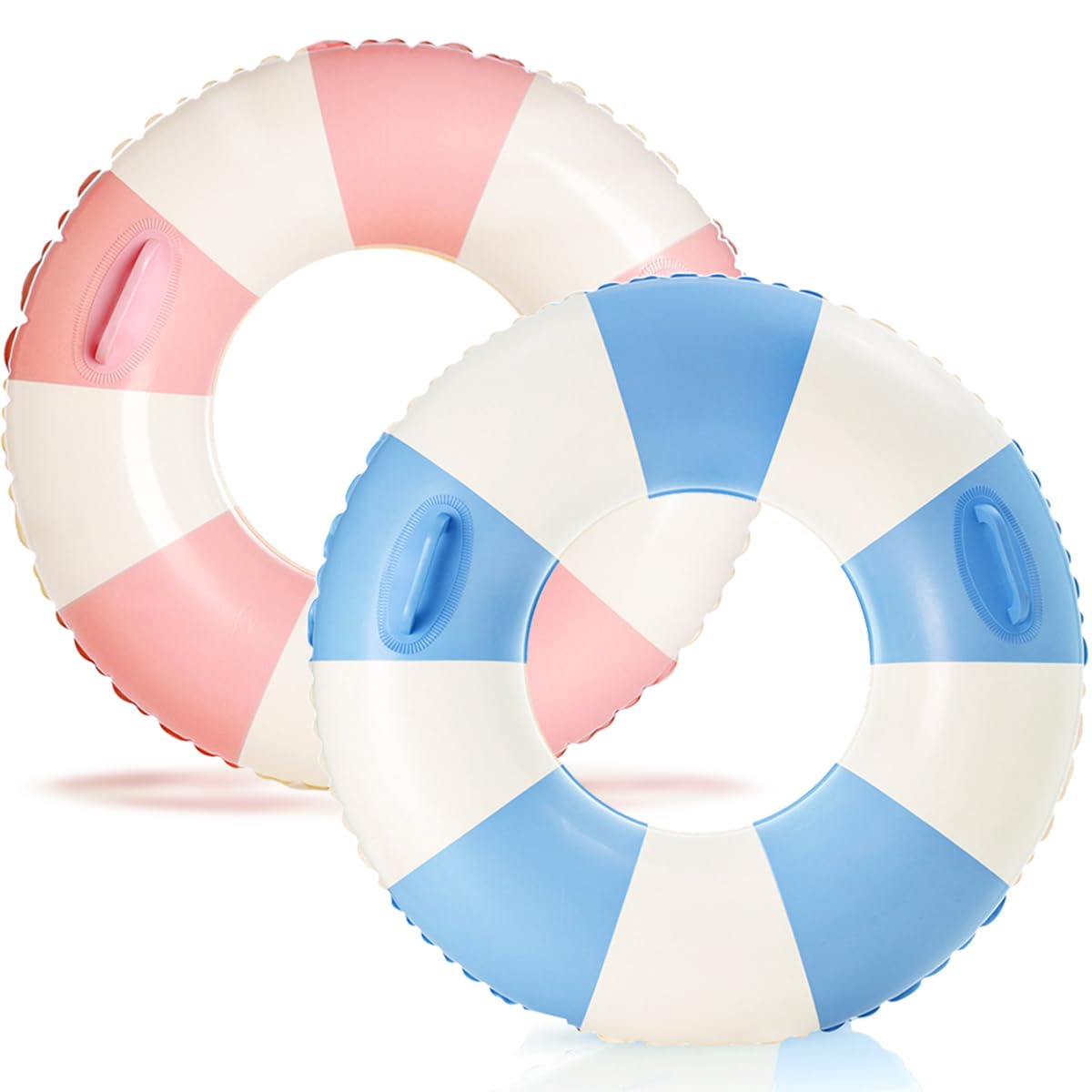 Photo 1 of 2PCS Pool Floats for Adult Striped Swim Ring Pool Floaties Inflatable Swimming Pool Raft Party Water Summer Beach Lounger Float Party Supplies (120#Multi Stripe,2)