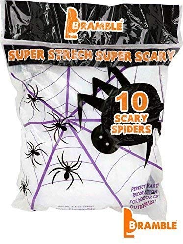 Bramble - Spider Web Decoration with 10 Fake Scary Spiders
