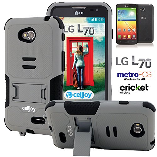 L70 Case, CellJoy [Combat Armor] {Wolf Gray} LG Optimus L70 D325 2014 Release Model Case (WILL NOT FIT LG L90) Hybrid Ultra Fit Dual Protection [Heavy Duty] Kickstand **Shock-proof** [Rugged Grip Skin] - Robot Case Cover
