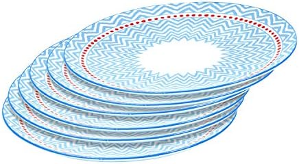 6 Piece Porcelain Dinner Plates Set for Pasta, 10.3 Inch, Microwave Safe - Light Blue